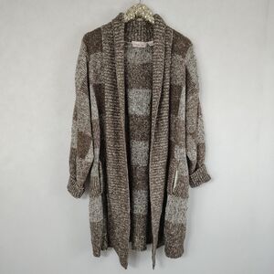 Vintage 80s 90s Penbrooke Brown Plaid Cardigan Sweater Plus Size Scandi Girl